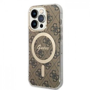 Guess iPhone 14 Pro Case MagSafe IML 4G Brown