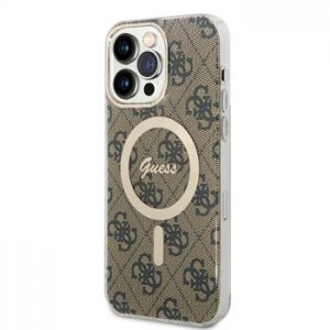 Guess iPhone 14 Pro Max Case MagSafe IML 4G Brown