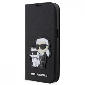 Karl Lagerfeld iPhone 13 Pro Tasche Book Case Saffiano Karl Choupette Schwarz
