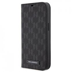 Karl Lagerfeld iPhone 13 Pro Tasche Book Case Monogram Saffiano Schwarz