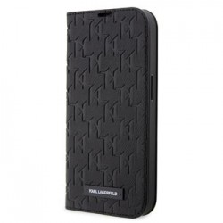 Karl Lagerfeld iPhone 14 Pro Max Tasche Book Case Monogram Saffiano Schwarz