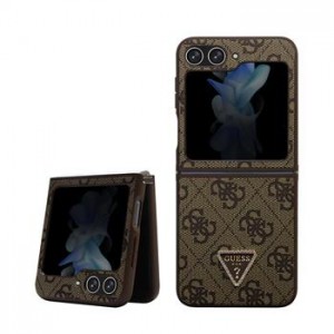 Guess Samsung Z Flip 5 Case Cover Diamond Triangle 4G Brown