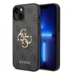 Guess iPhone 15 Hülle Case Cover Big Metal Logo 4G Schwarz