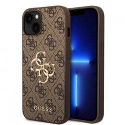 Guess iPhone 15 Hülle Case Cover Big 4G Metal Logo Braun