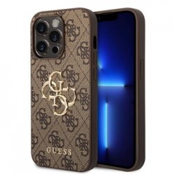 Guess iPhone 15 Pro Max Hülle 4G Big Metal Logo Case Cover Braun