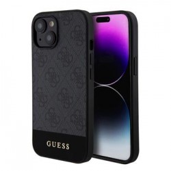 Guess iPhone 15 Hülle Case 4G Stripe MagSafe Schwarz