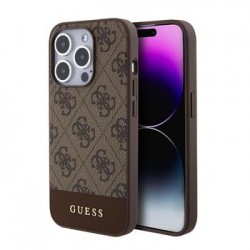 Guess iPhone 15 Pro Case 4G Stripe MagSafe Brown