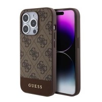 Guess iPhone 15 Pro Max Hülle Case 4G Stripe MagSafe Braun