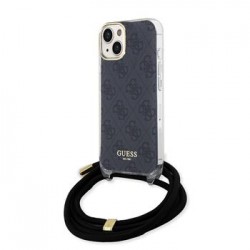 Guess iPhone 15 Case 4G Printed Crossbody Cord 4G Black