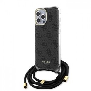 Guess iPhone 15 Pro Max Case 4G Printed Crossbody 4G + Cord Black