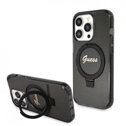 Guess iPhone 15 Pro Max Case Ring Stand MagSafe Glitter Black