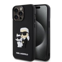 Karl Lagerfeld iPhone 13 Pro Max Hülle Case Karl Choupette 3D Silikon Schwarz