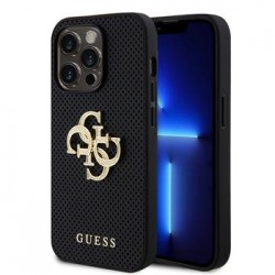 Guess iPhone 14 Pro Hülle Case Perforated 4G Glitter Logo Schwarz