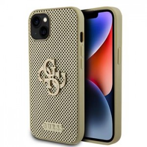 Guess iPhone 15 Case Perforated 4G Glitter Logo Gold