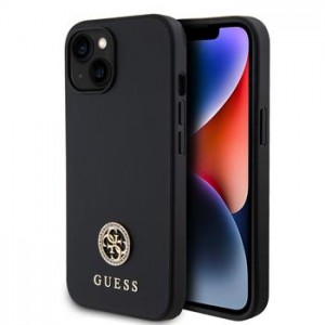Guess iPhone 15 Case 4G Rhinestone Metal Logo Black