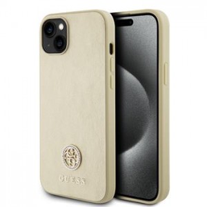 Guess iPhone 15 Case 4G Rhinestone Metal Logo Gold