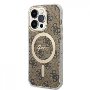 Guess iPhone 15 Pro Case MagSafe IML 4G Brown