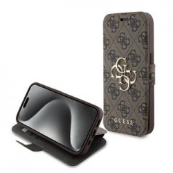 Guess iPhone 15 Pro Max Book Case Tasche 4G Big Metal Logo Braun