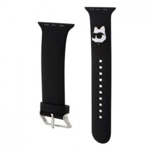 Karl Lagerfeld Apple Watch Armband 42 / 44 / 45 / 49 Silikon Choupette Schwarz