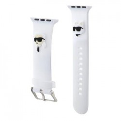 Karl Lagerfeld Apple Watch 42/44/45/46/49 Armband Karl + Choupette Weiß