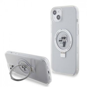 Karl Lagerfeld iPhone 15 Plus Hülle Case Ringstand Karl + Choupette MagSafe Transparent