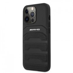 AMG Mercedes iPhone 14 Pro Max Hülle Case Echtleder Debossed Schwarz