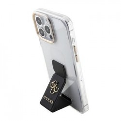 Guess iPhone 15 Pro Case Grip Stand Metal 4G Transparent