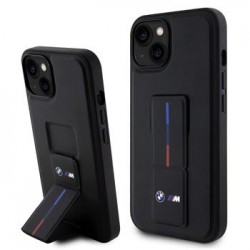 BMW iPhone 15 Case Grip Stand Tricolor Line M Black