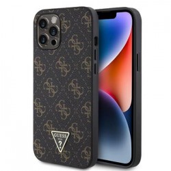 Guess iPhone 12 Pro Max Hülle Case 4G Metal Triangle Logo Schwarz