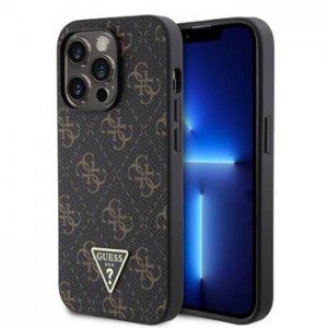 Guess iPhone 14 Pro Hülle Case 4G Metal Triangle Logo Schwarz