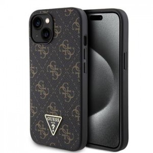 Guess iPhone 15 Case 4G Metal Triangle Logo Black