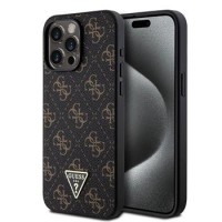Guess iPhone 15 Pro Max Hülle Case 4G Metal Triangle Logo Schwarz