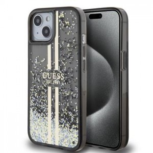 Guess iPhone 15 Case Liquid Glitter Stripe Black