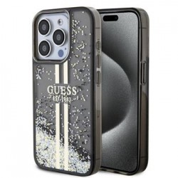 Guess iPhone 15 Pro Case Liquid Glitter Stripe Black