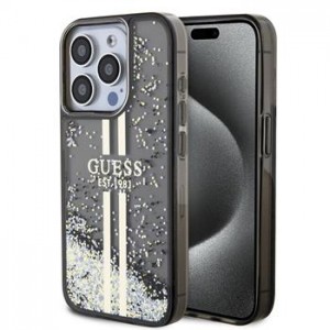 Guess iPhone 15 Pro Max Case Liquid Glitter Stripe Black