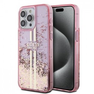 Guess iPhone 15 Pro Max Case Liquid Glitter Stripe Pink