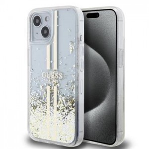 Guess iPhone 15 Plus Hülle Case Liquid Glitter Stripe Transparent