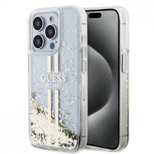 Guess iPhone 15 Pro Max Case Liquid Glitter Stripe Transparent
