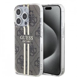 Guess iPhone 15 Pro Max Hülle Case IML 4G Stripe Braun