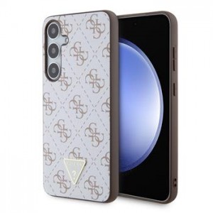 Guess Samsung S24+ Plus Hülle Case 4G Metal Triangle Logo Weiß