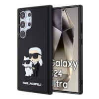 Karl Lagerfeld Samsung S24 Ultra Hülle Case Karl Choupette 3D Silikon Schwarz