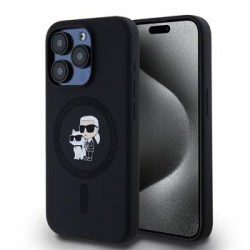 Karl Lagerfeld iPhone 14 Pro Case Silicone Karl + Choupette Magsafe Black