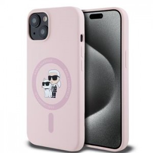 Karl Lagerfeld iPhone 14 Case Silicone Karl + Choupette Magsafe Pink