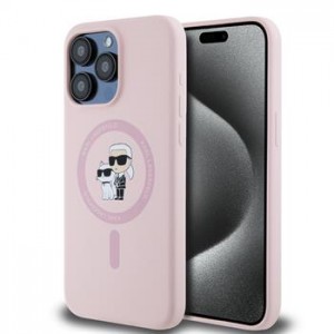 Karl Lagerfeld iPhone 14 Pro Case Silicone Karl + Choupette Magsafe Pink