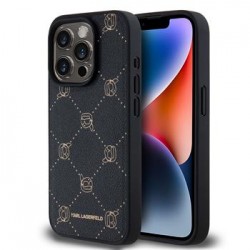 Karl Lagerfeld iPhone 15 Pro Max MagSafe Case Pattern Heads Black