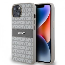 DKNY iPhone 14 Case Tonal Stripe Metal Logo Beige