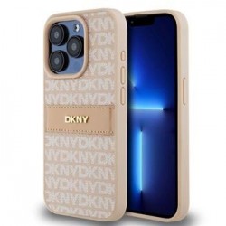 DKNY iPhone 14 Pro Case Tonal Stripe Metal Logo Pink