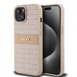 DKNY iPhone 15 Case Tonal Stripe Metal Logo Pink