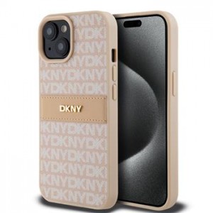 DKNY iPhone 15 Case Tonal Stripe Metal Logo Pink