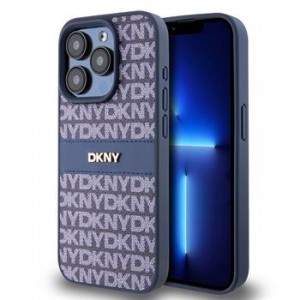 DKNY iPhone 15 Pro Case Repeat Pattern Tonal Stripe Blue